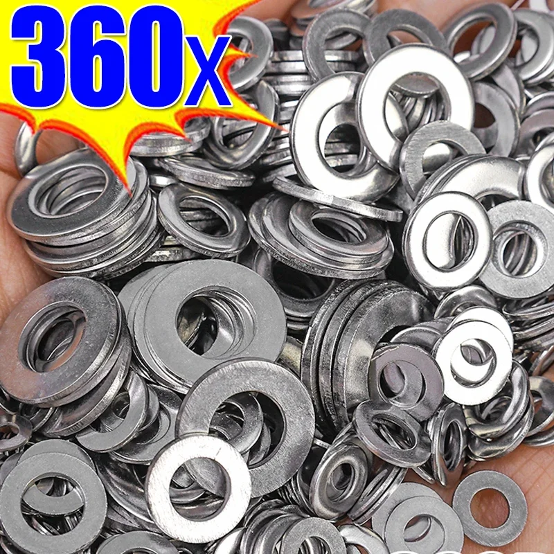 M2 M2.5 M3 M4 M5 M6 M8 M10 Flat Washer Plain Gaskets Fasteners Stainless Steel Metal Washers Rings for Screw Bolt Assortment Kit