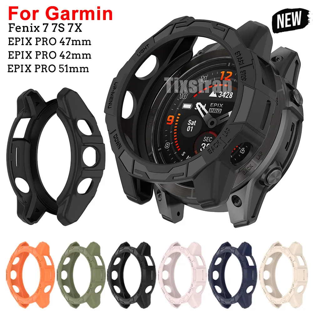 เคสซิลิโคนเนื้อนิ่ม TPU สำหรับ Garmin 7S epix Pro (Gen 2) 51มม. 42มม. 47มม. ฝาครอบป้องกันสำหรับ Fenix 7 7X Pro Watch Accessories