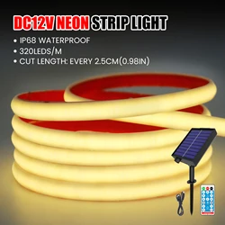 COB Solar Neon Light LED Strip 12V Dimmable 320LDs/M RA90 Linear Lighting Rope Tape Lamp With Remote Control IP68 Outdoor Ribbon