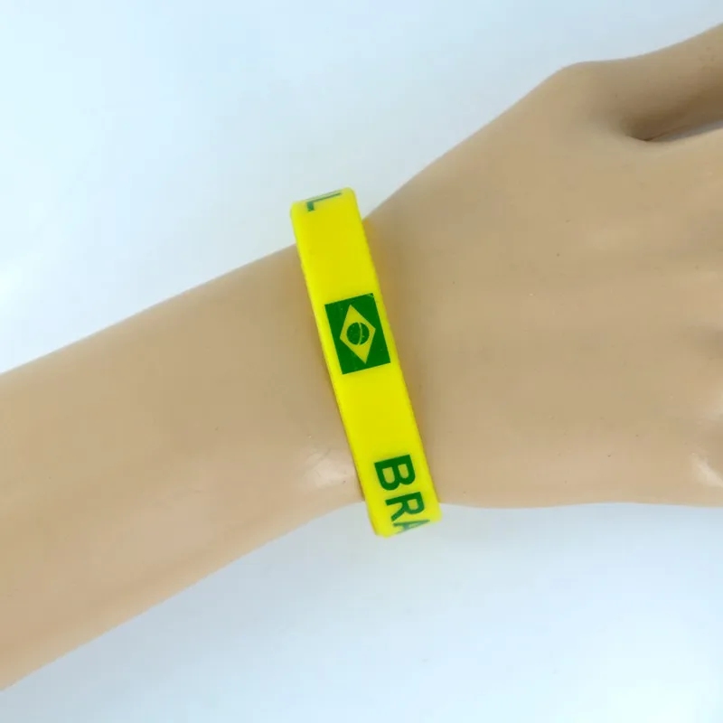 25x Brazil National Team Football Soccer Basketball Silicone Bracelet Bangle Wristband Sport Jewelry Party Gift