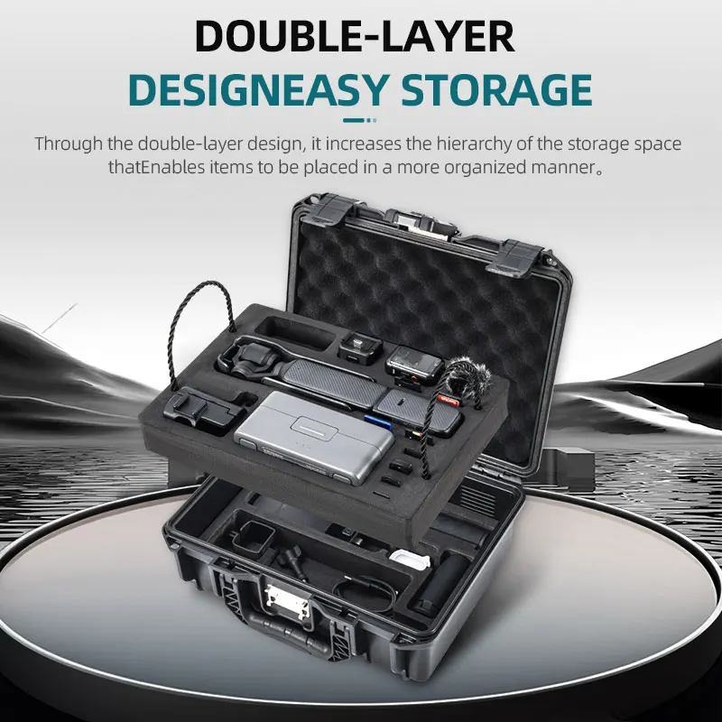 DJI Osmo Pocket 3 Carrying Case 2 Layers Waterproof Hard Storage with TSA Password Lock Portable Suitcase for Accessories