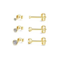 CANNER-Pendientes de Plata Esterlina 925 para Mujer, Aretes de Circonita 5A, Piercing, Joyería, Hebilla para la Oreja, 3 Unidades/Set