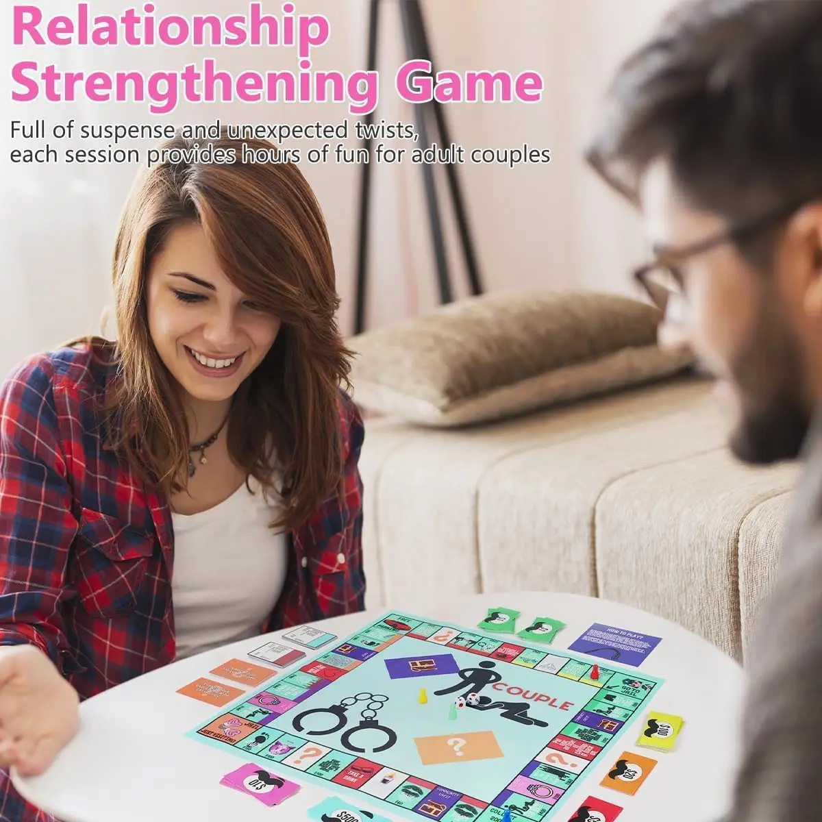 New Couple Board Game for Adults - Romantic Date Night Activity, 18+ Strategy Game with 50 Challenge Cards for 2 Players