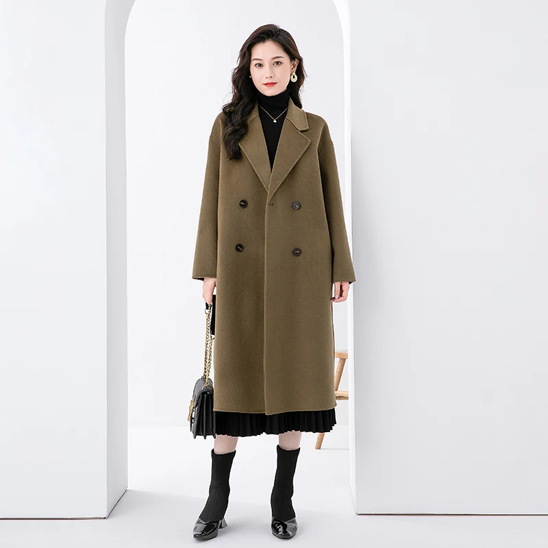 

Autumn And Winter High-End Loose Double-Sided Cashmere Coat Female Korean Women's Double-Breasted Wool Woolen Coat