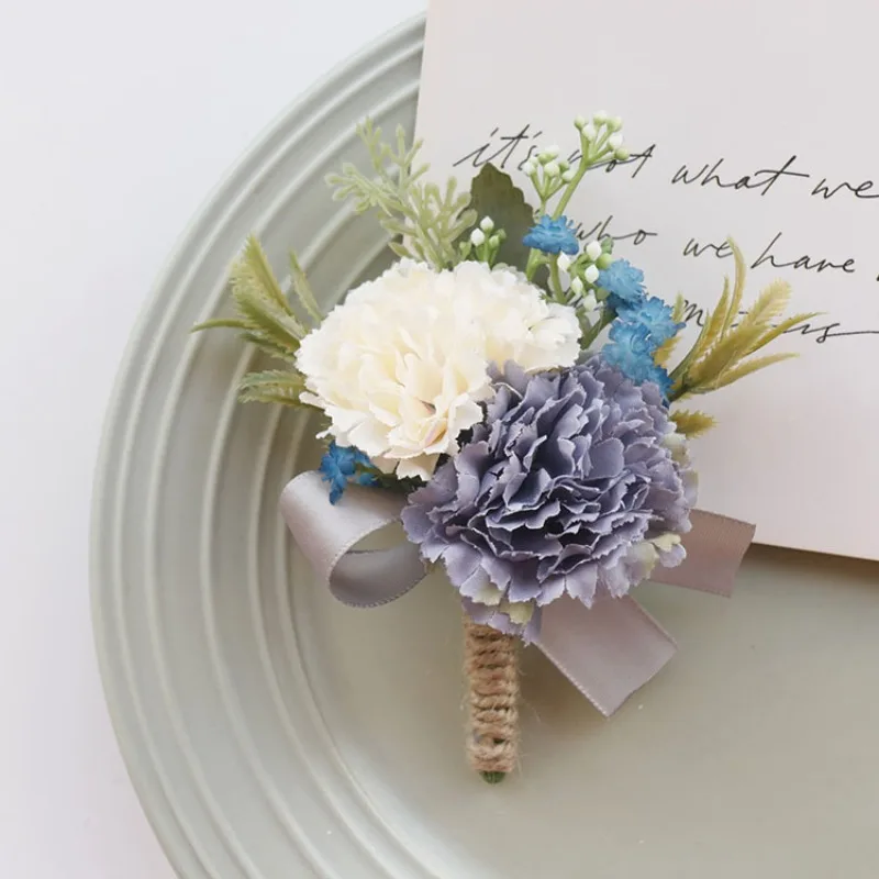 Boutonnières de Fleurs Artificielles pour Demoiselle d'Honneur, Corsage de Poignet, Accessoires de Mariage