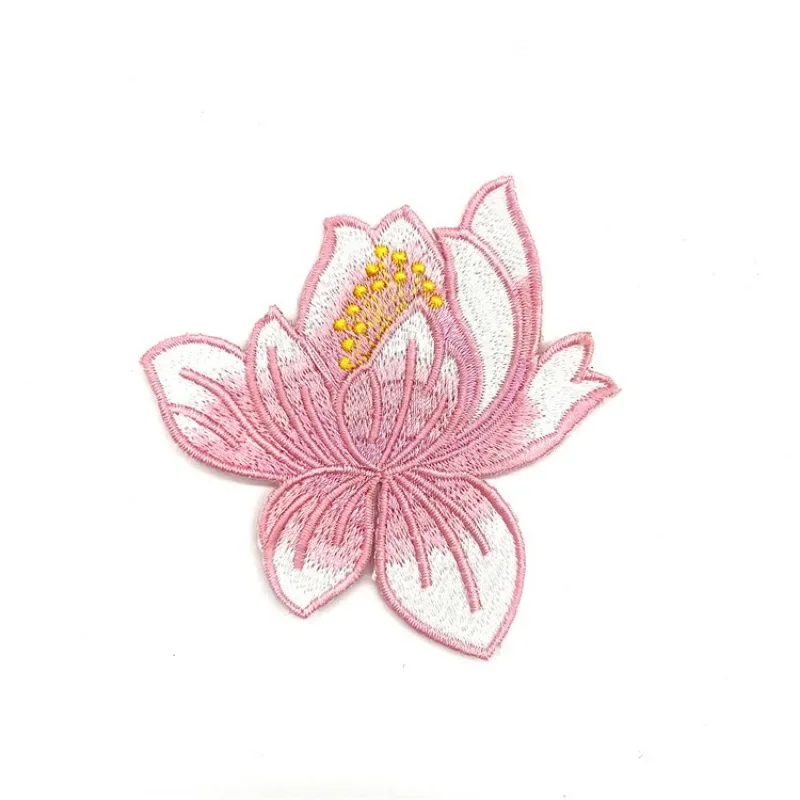 9 Colors Vintage Exquisite Embroidered Lotus Cloth Patch Cheongsam Decorative Flower Accessories DIY Iron on Patches for Clothes