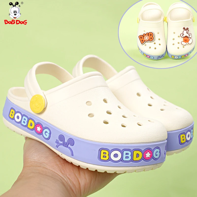 BOBDOG Summer Sandals Kids Mules Baby Boys Girls Cartoon Baby Sandals Flat Heels Solid Cartoon Slippers Children\'s Garden Shoes