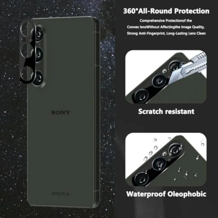 Confezione da 3 + 2 pezzi in vetro temperato per Sony Xperia 1 VI 2024 protezione schermo con protezione per obiettivo fotocamera 9H Hardn HD custodia in pellicola trasparente Frien