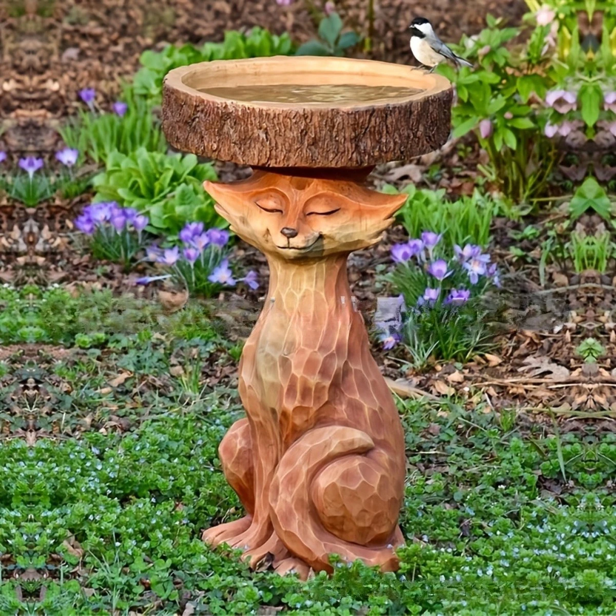 Garden Decoration Raccoon Resin Ornament Craft Gardening Bird Drinking Water Ornament Exclusive