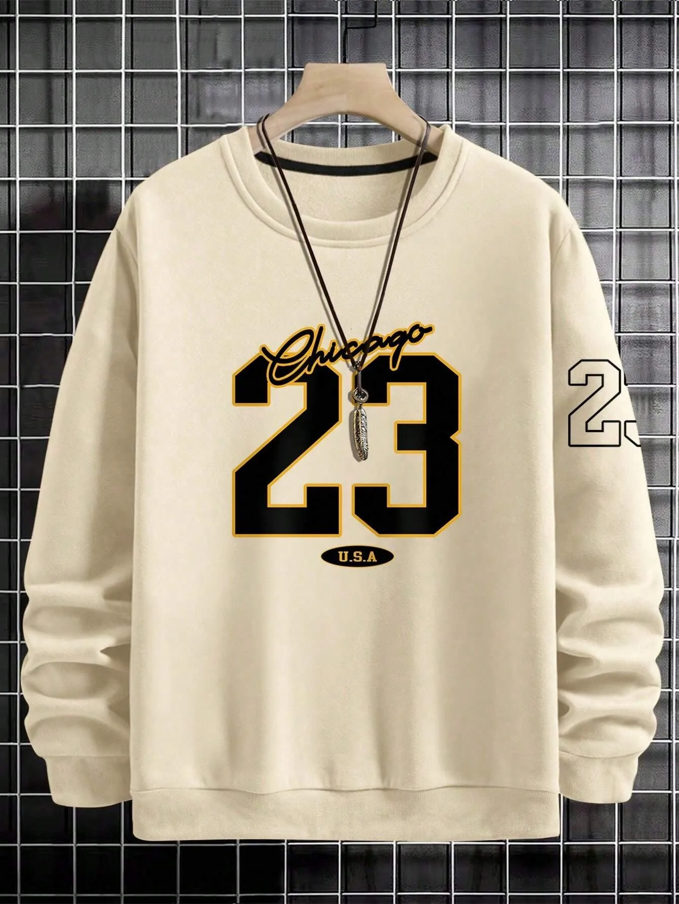 23 USA Art Letter Design Men Clothes Street Style Fleece Sweatshirts Autumn Casual Hoodies Fashionable Crewneck Pullovers Hoody