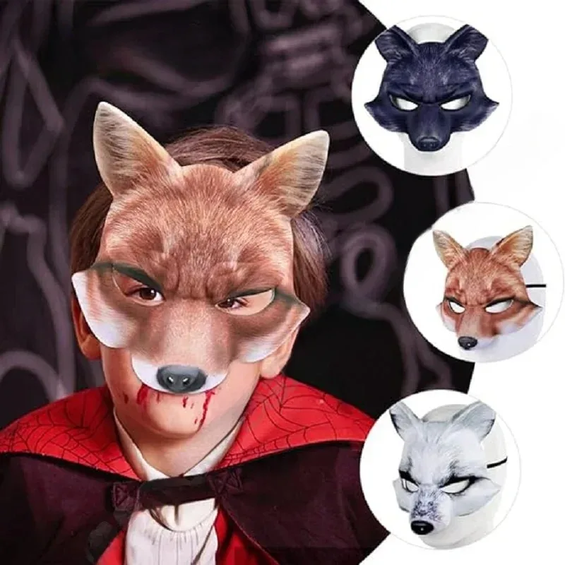 

1-8PCS Halloween Carnival Party Props Animal Role Play EVA Mask EVA Animal Half Face Fox Mask Party Photo Decoration Masks