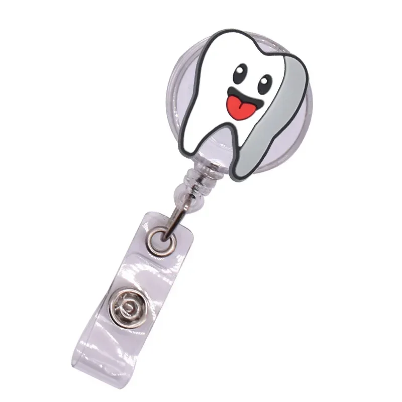 Imagem -05 - Kawaii Cartoon Dentes Estilo Retrátil Badge Reel para Dentista Médico Trabalhador Adorável Nome Titular do Cartão Bonito Peça