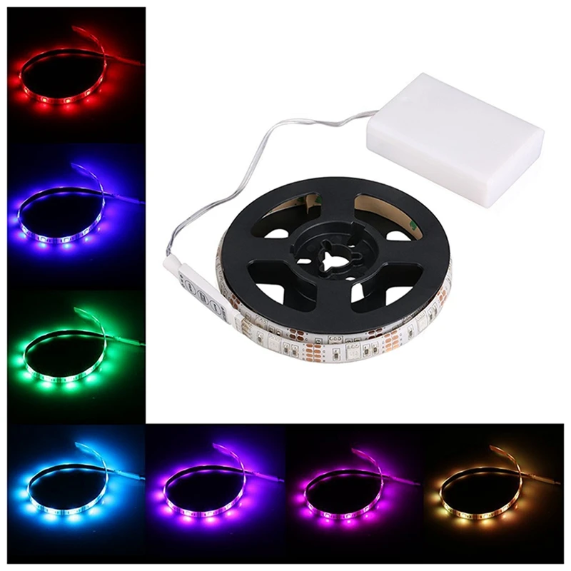 New-3X RGB Flexible LED Light Strip Waterproof IP65 15Leds DC5V With Controller Battery-Powered, LED Tape, (0.5M)