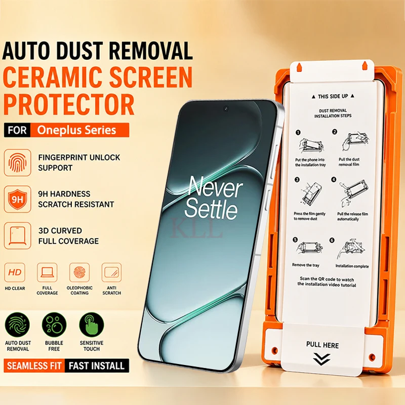 

Oleophobic Coating Dust Removal Easy Installation Ceramic Film for Oneplus Ace 6 5 Ultra 2 Pro Nord CE 6 Screen Protector +tools