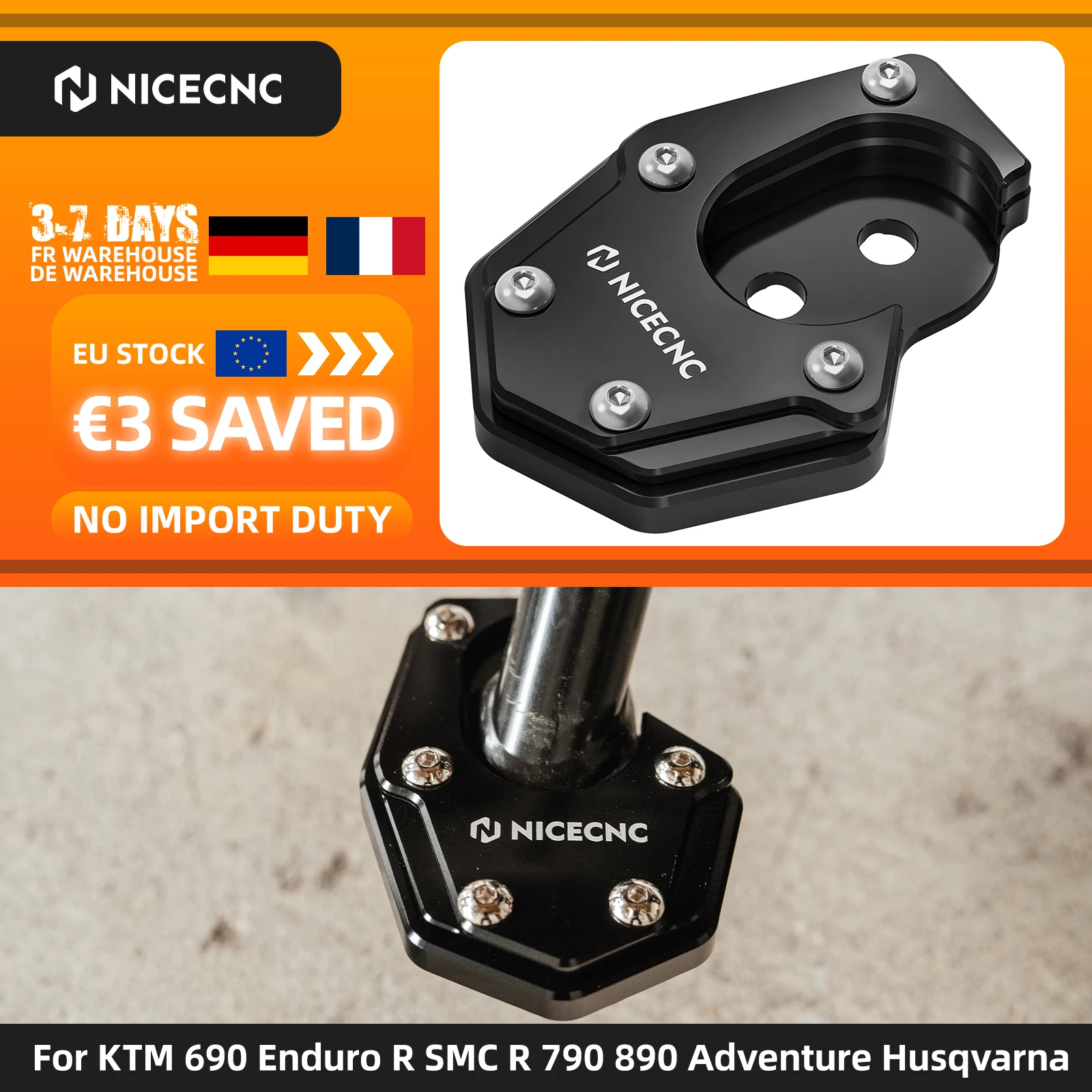 (Disponibile in magazzino UE) Prolunga per cavalletto laterale per KTM 690 Enduro R SMC R 790 890 1290 Adventure Husqvarna 701 ES SM Norden 901