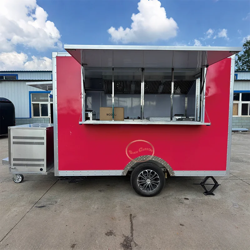 Outdoor Food Trailer Roving Beacon of Warmth Attracts Passersby with Inviting Glow Food Truck Catering Business Equipment