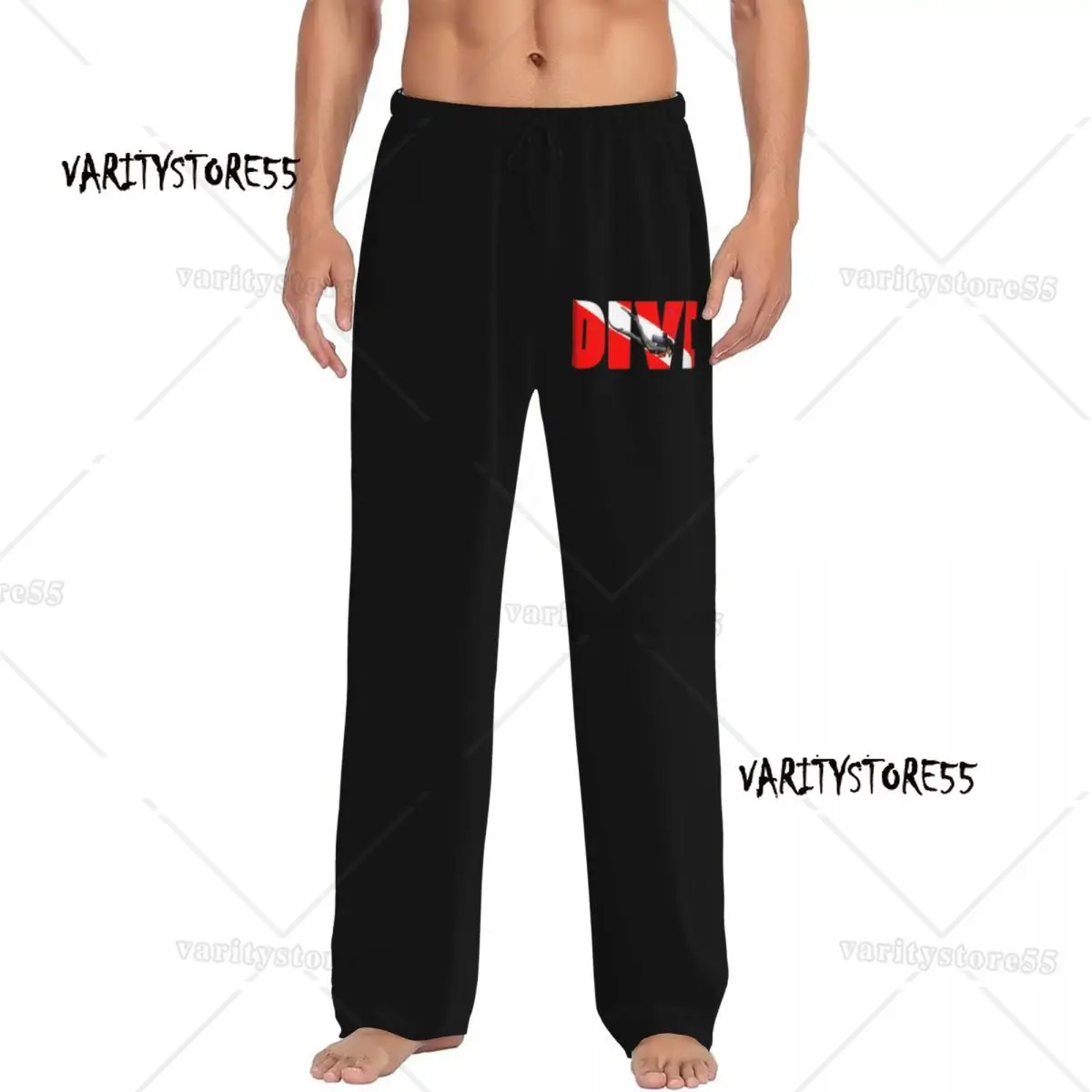 

Изготовленные на заказ пижамные штаны с флагом и дайвером для подводного плавания, мужская одежда для сна для любителей дайвинга, эластичные штаны для сна с карманами