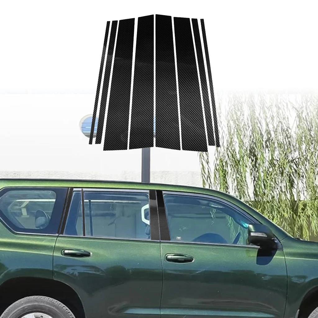 For Toyota Land Cruiser PRADO 2010-2018 Carbon Fiber Car Driver Wheel Cover Copilot Glover Handle Air Outlet Decorative Sticker