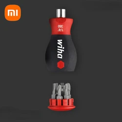 Xiaomi Wiha 6 In 1 Short Handle Screwdriver Precision Soft Finish Chrome Vanadium Steel Screwdriver Home Multifunctional Tools