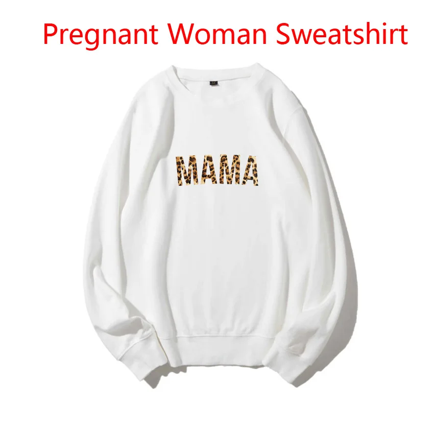 Maternity Woman Sweatshirt Spring Autumn Sweaters Leopard Pattern MAMA Letter Funny Print Pregnant Women Pullover Customized DIY