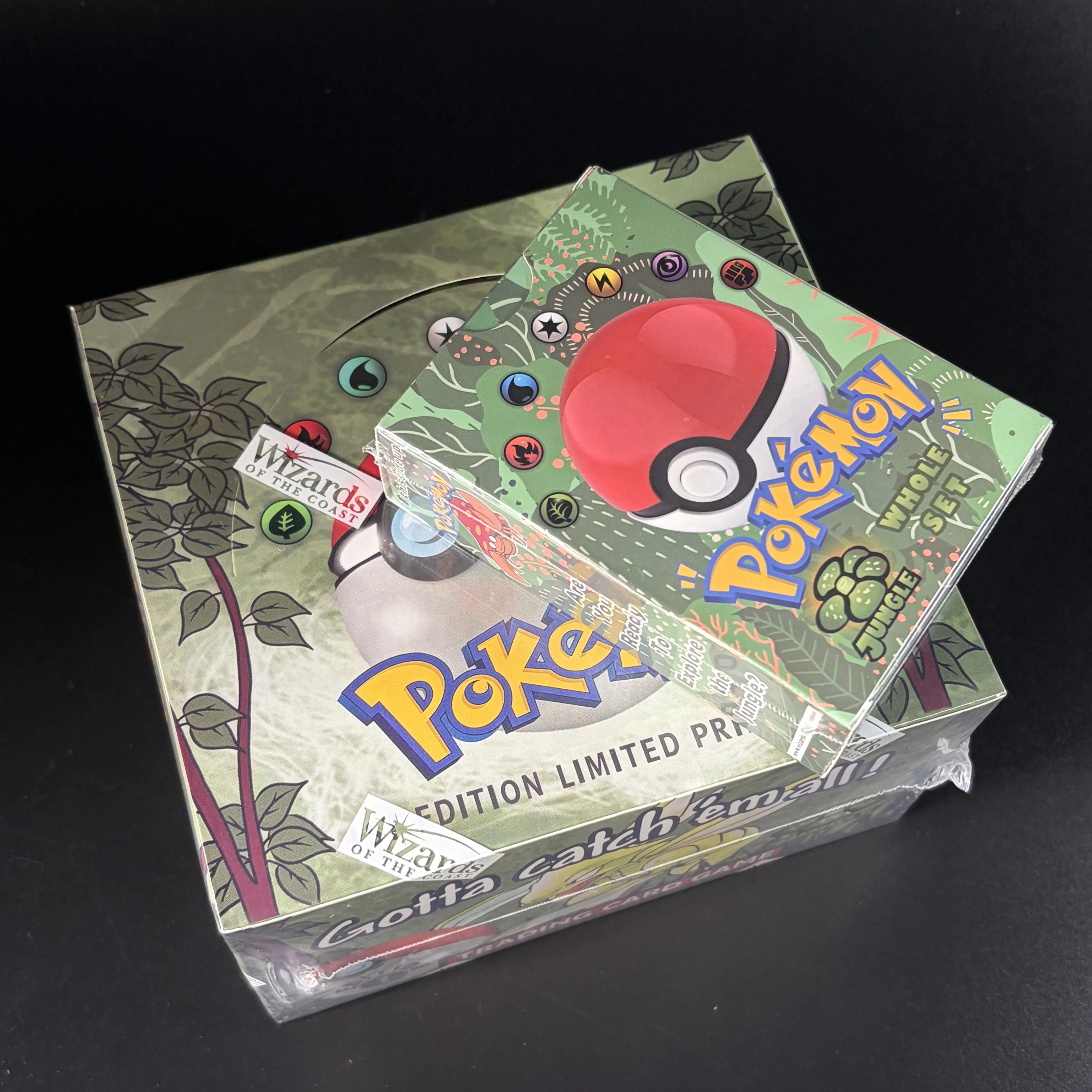 PKM TCG Jungle 1st Sealed Booster Box/36 Packungen+Komplettes Set/64 Stück 1999 Vintage Versiegeltes Produkt Proxy Display Sammler Hobbyisten