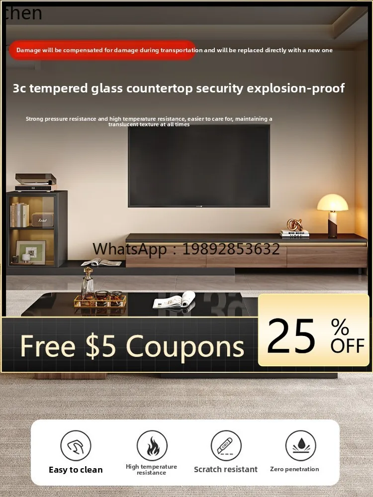 

O2-10 solid wood retractable TV cabinet coffee table combination household living room TV cabinet