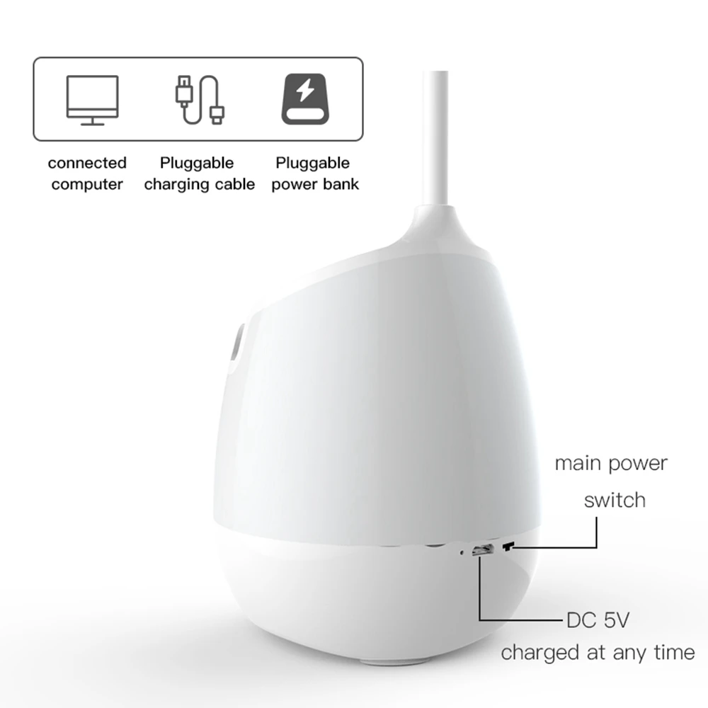 ABLJLED Lâmpada de mesa com luz noturna recarregável para leitura de livros Bluetooth Áudio RGB Luz de mesa colorida para escritório doméstico
