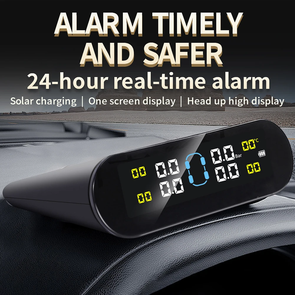 Tire Pressure Monitoring System External/ Internal Car Tire Pressure Monitor Solar Power&USB Charge Auto Security Alarm Device