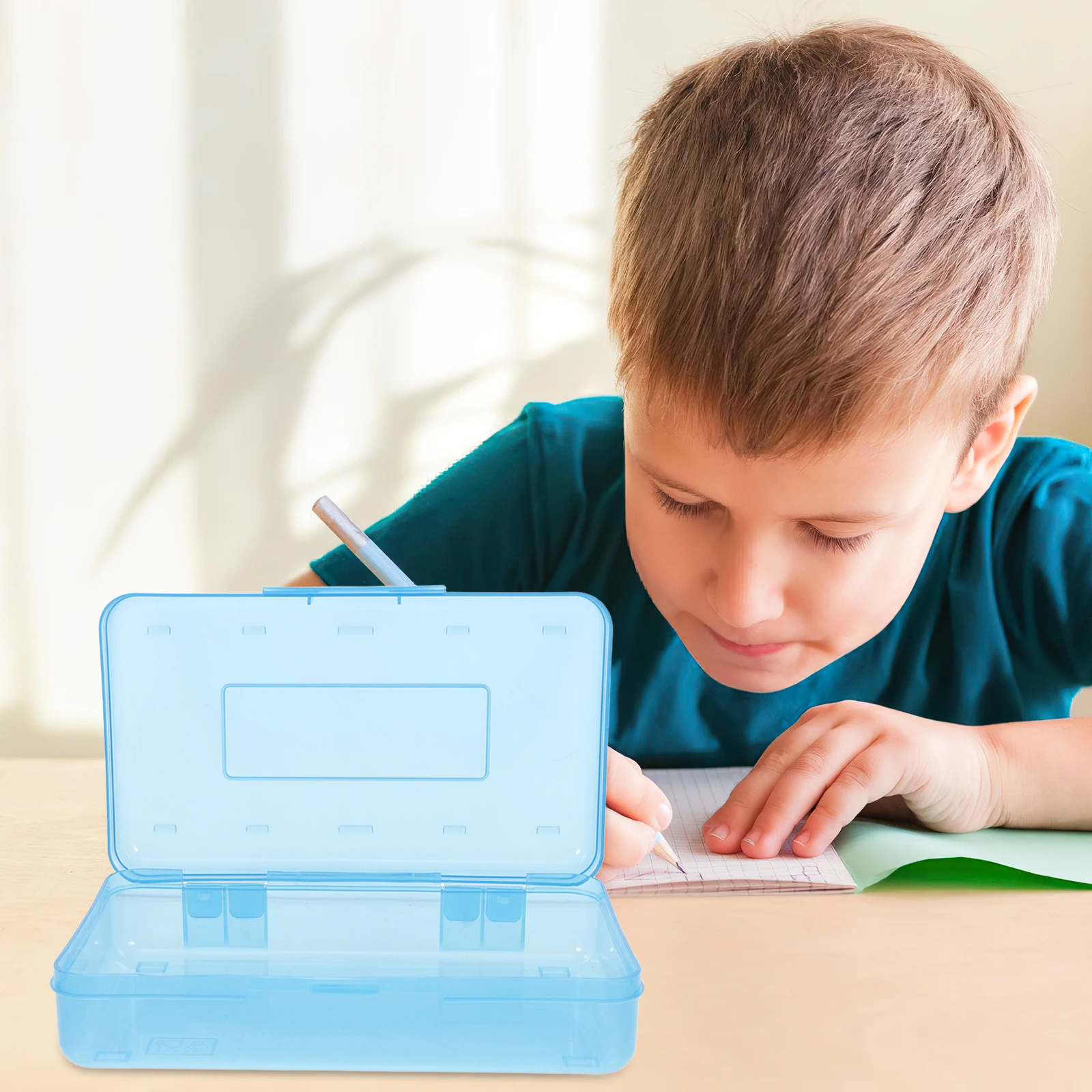 

3Pcs Large Capacity Stackable Stationery Storage Box Transparent Pencil Case Flip Lid Organizer for School Office