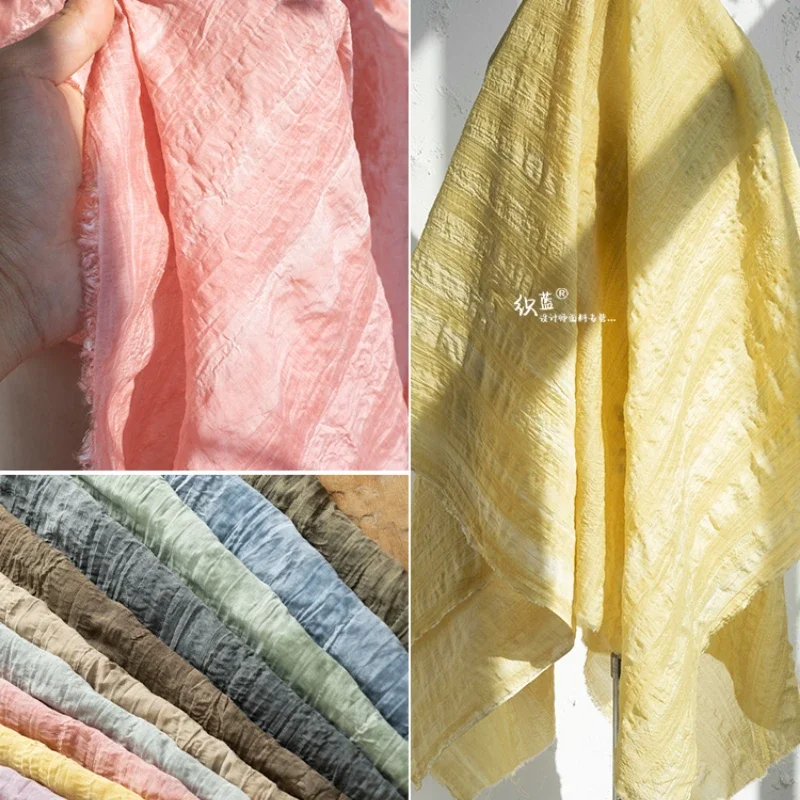 Nylon Pleated Fabric Light Thin Breathable Sunscreen Clothing Dress Designer Diy Sewing Material By The Meter Wholesale