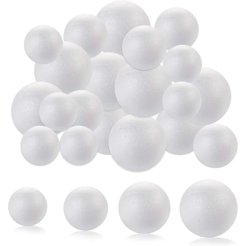 

2-10cm Christmas Ball Polystyrene White Smooth Foam Ball Round for Art Party Suppies Xmas Tree Decoration DIY Crafts Accessories