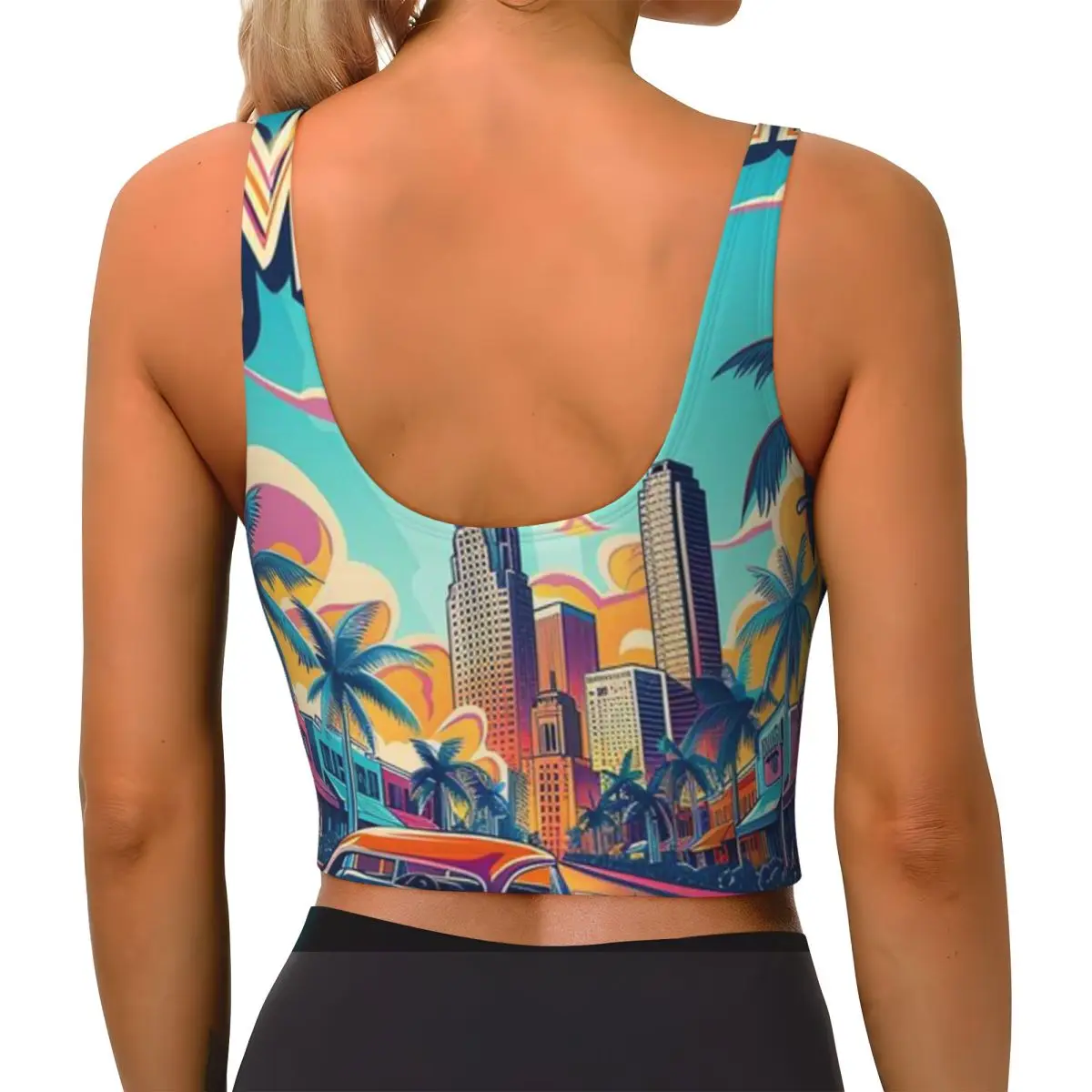 Streetwear Fitness Top Miami Travel Illustration Weight Lifting Cycling Top