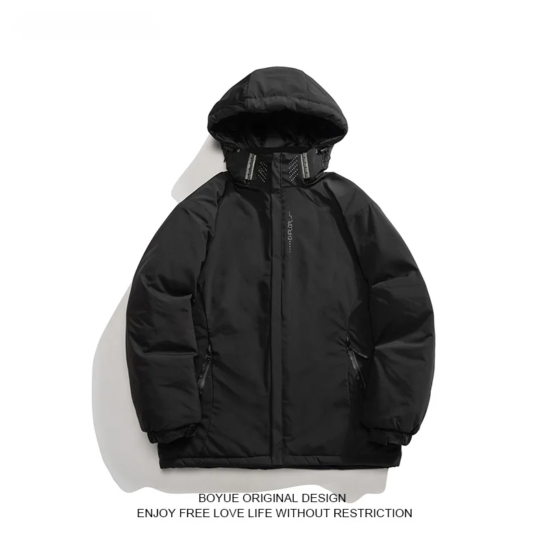 

Мужская зимняя куртка Boyue: утепленная, ветрозащитная, водонепроницаемая, с капюшоном, на молнии, для активного отдыха и повседневной носки, свободного кроя.
