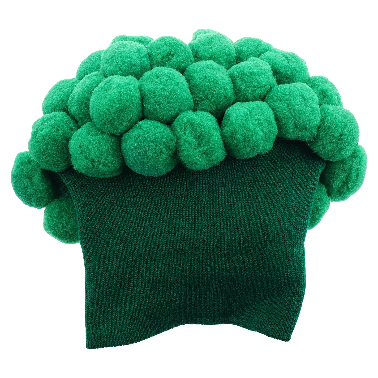 Funny Broccoli Shaped Hat Soft Warm Acrylic Knit Hat with Large Pom Pom for Costume Party Cosplay Outdoor Travel Holiday Dress
