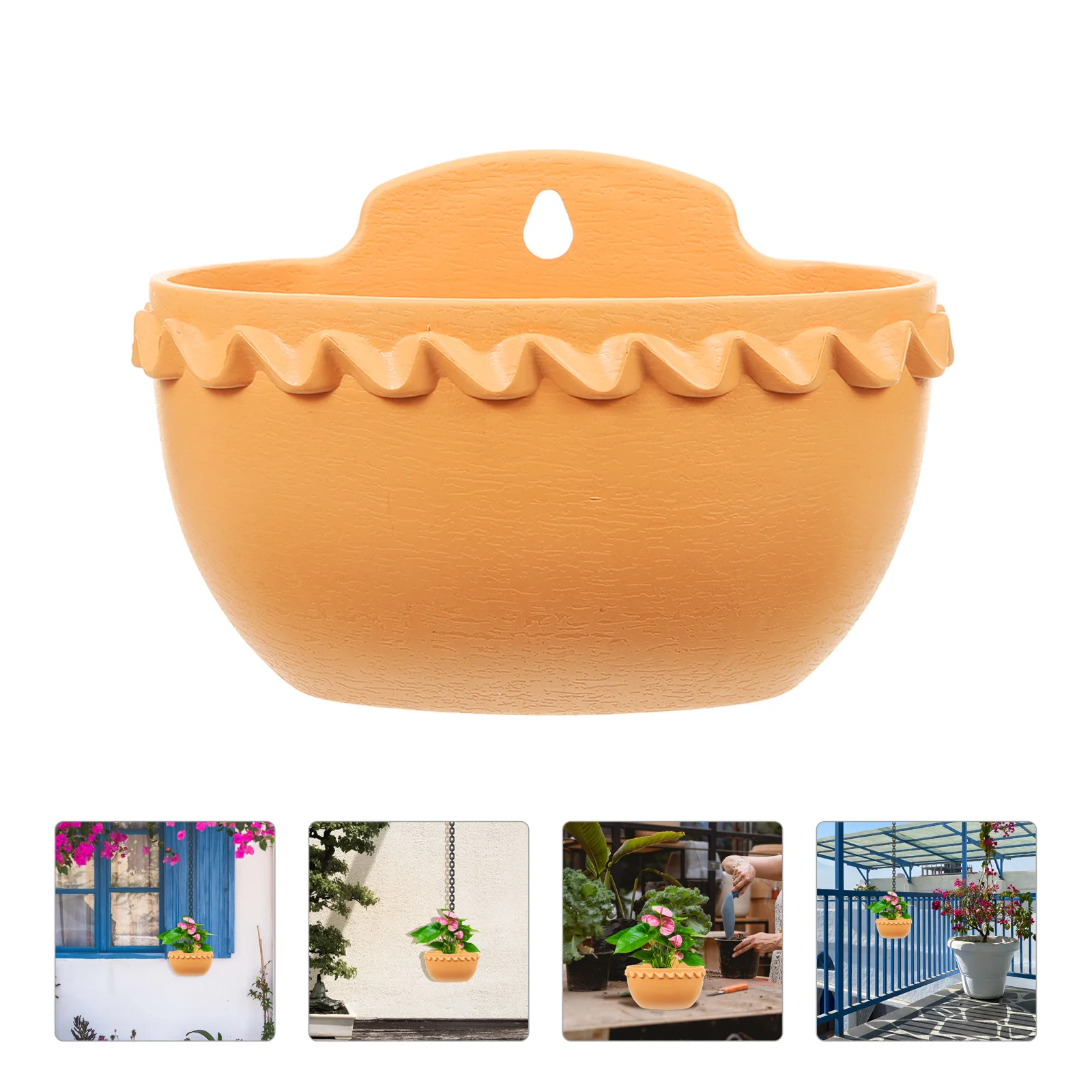 2 قطعة سلة تثبيت على الحائط وعاء نبات منظم بلاستيكي مثالي للشرفة وغرفة الأطفال وغرفة النوم والمطبخ والتخزين باللون البني الفاتح #2