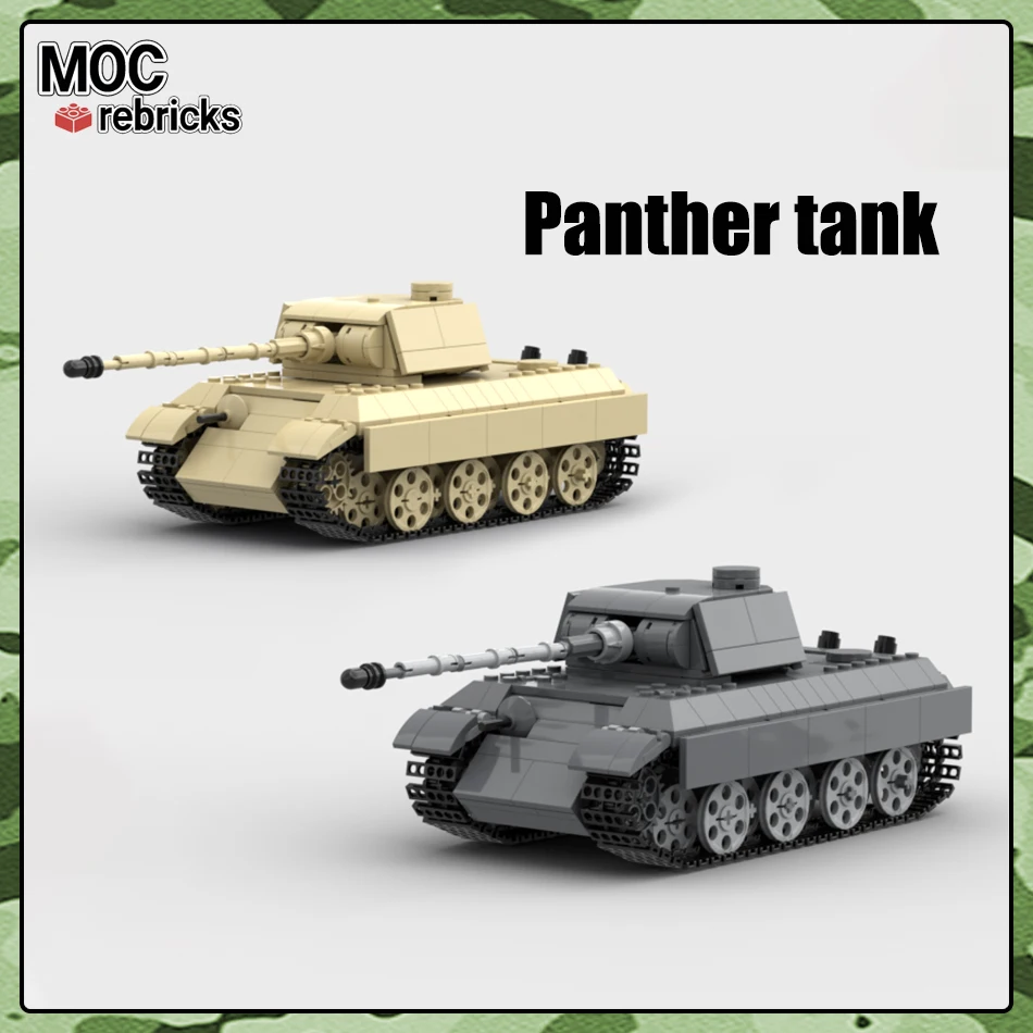 

WW2 Military Army German Panther Tank Building Blocks Medium Armored Tracked Vehicle Assembly Model Bricks Toys Kid Gifts