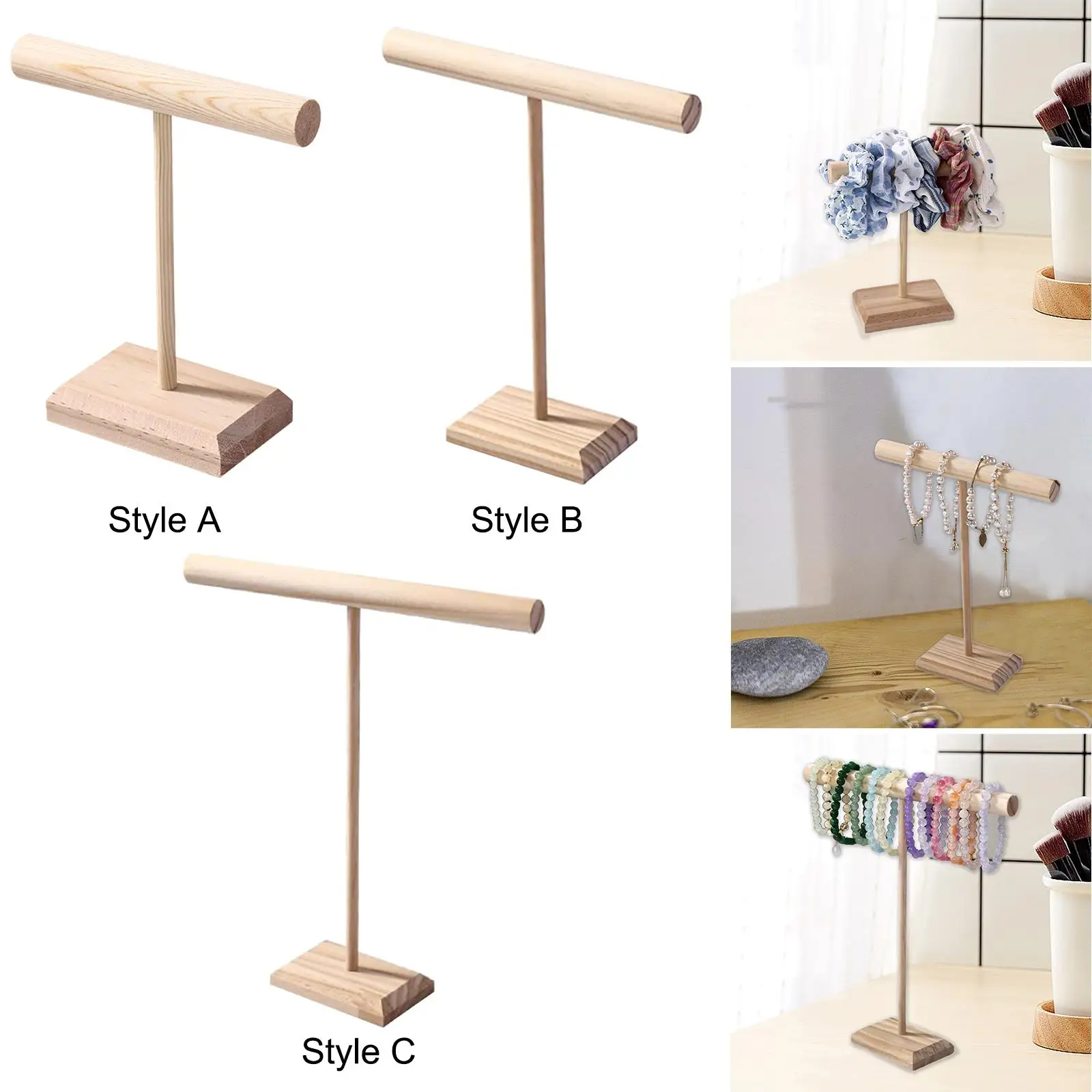 T Form Bar Schmuck Display Stand Holz Schmuck halter für Halsketten Uhren