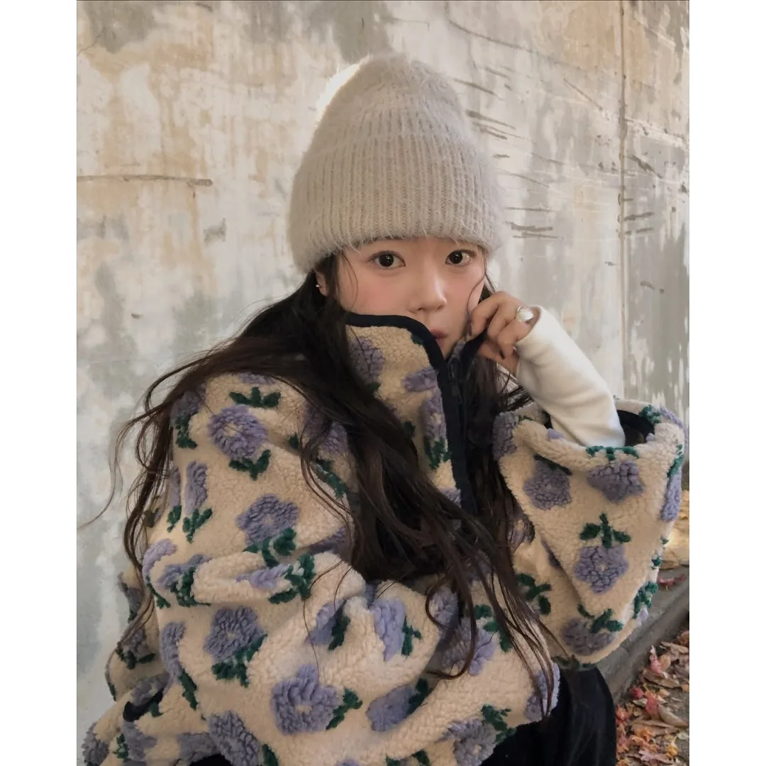 Piel de cordero Jaet mujer Sle cálido Aosphere invierno Faion 3D flor lindo coreano largo Sve ropa interior primavera otoño