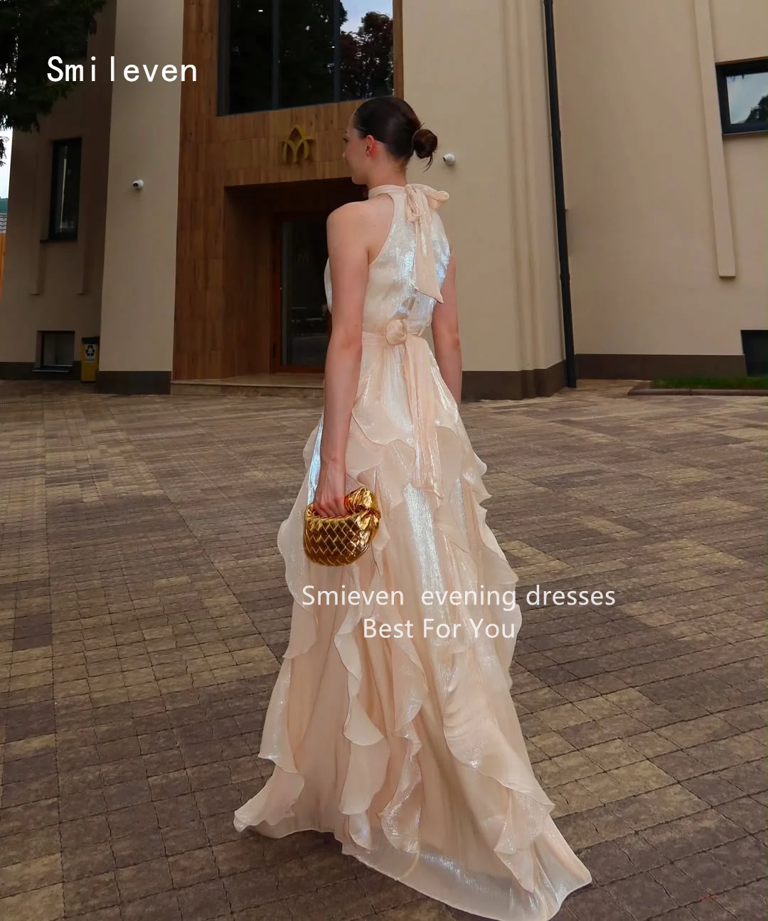 

Smileven Luxury Noval A Line Evening Dress Halter Formal Prom Dresses Sleeveless Shining Gala Party Gowns Customized 2026