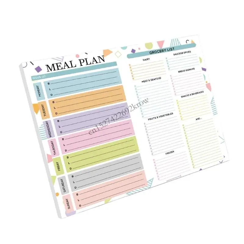 Weekly Diet Planner Fridge Meal Planning Notebook 52 Sheets Lined For Tracking Breakfast Dinner Dietary Plan R9CB
