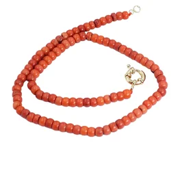 4x6mm Small Vintage Orange Natural Sea Bamboo Coral Tube Drum Beads Chokers Short Necklace for Women Jewelry Gift 17
