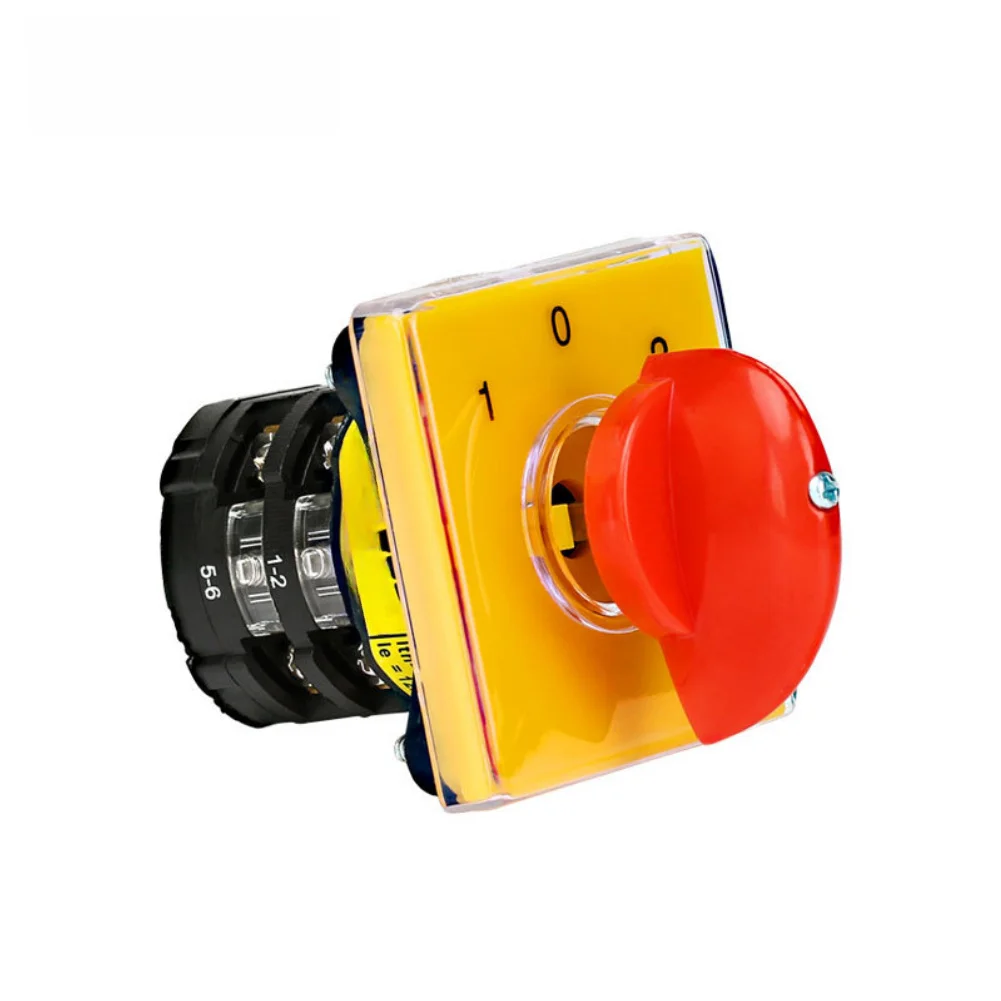 SZW25 3 Position 2 Section Rotary Changeover Switch 500V 25A Yellow Flame Retardant For Milling Machine Power System Industrial