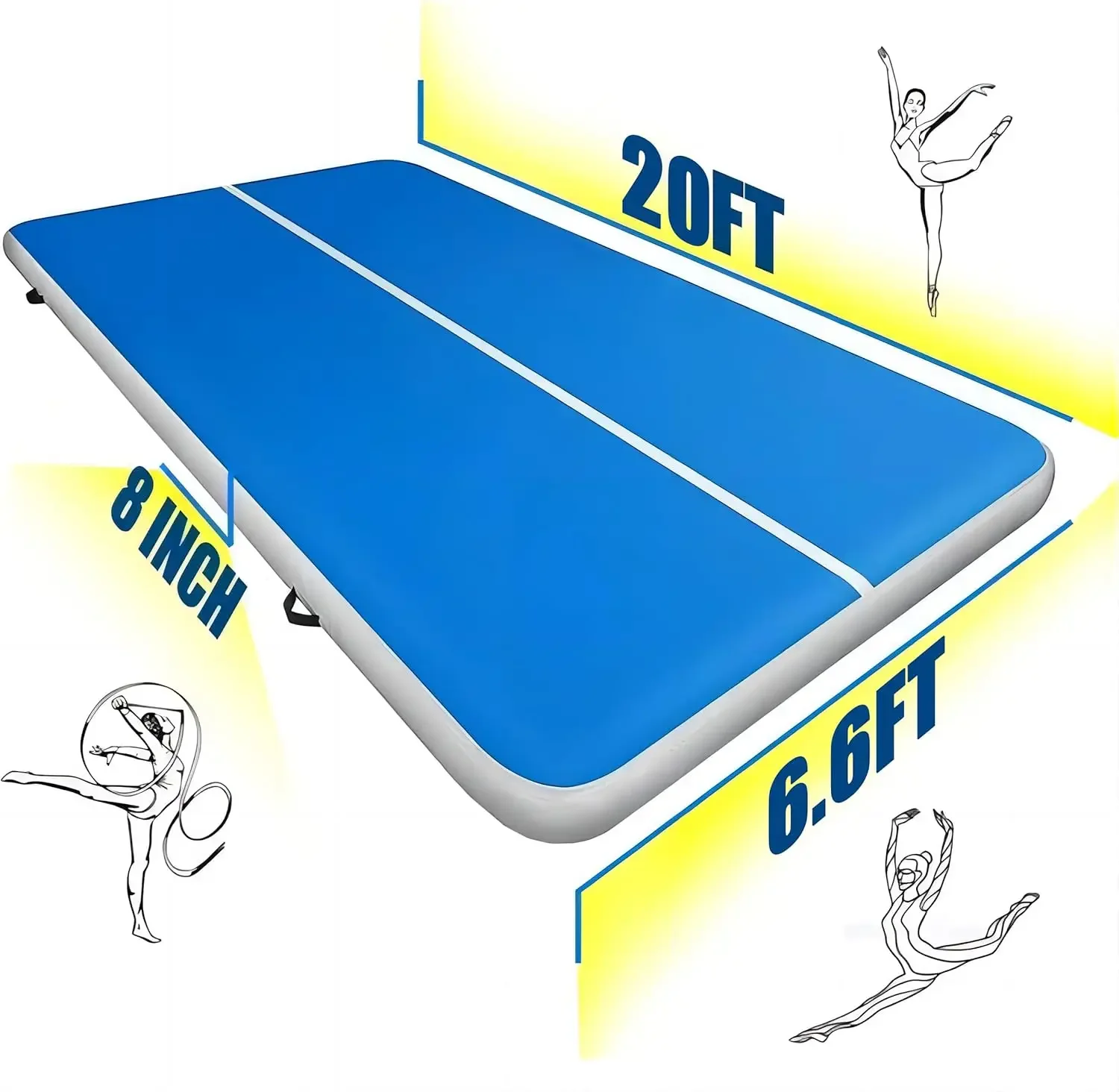 20FTx6.6FTx 8INCH Track MatThickness, Gymnastics Tumbling Air Mat Inflatable Tumble Track, for Tumble/Gym/Training/Yoga/Exercise