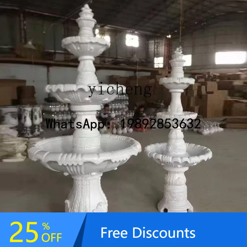X1European fountain flowing water ornament multi-layer Roman column flower pot garden villa hotel fountain  photography props