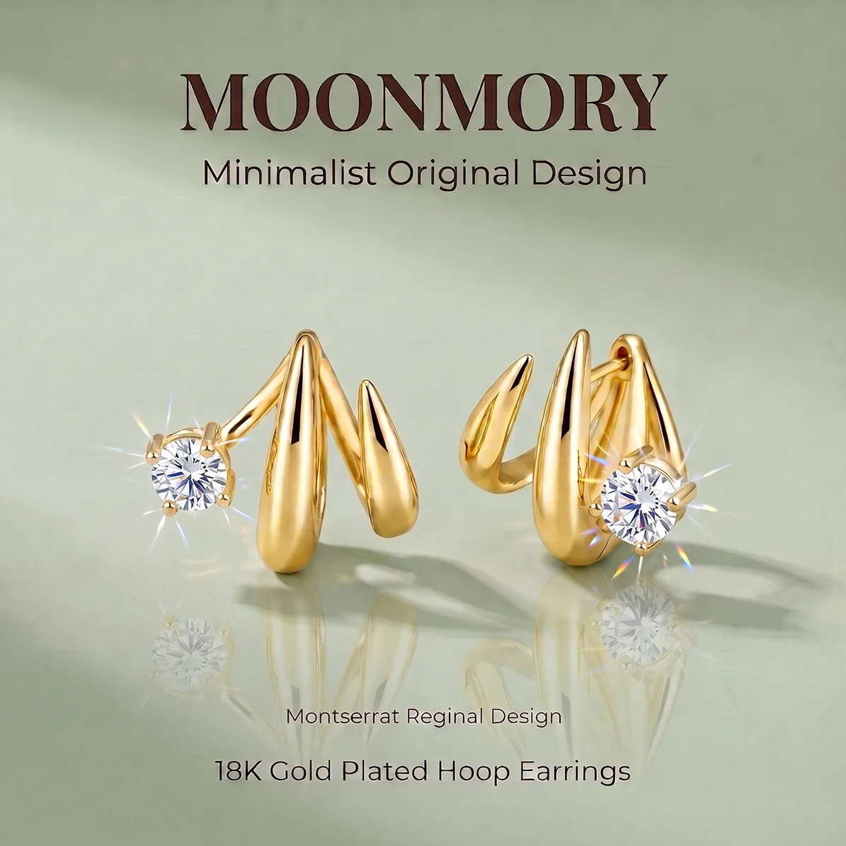 Moonmory Minimalistisches Einzigartiges Design Luxusmarken 5A Marquise Oval Birnenförmige Serie Huggies Ohrringe für Frauen 14K Doppelschicht – Detail 16