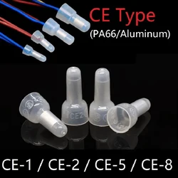 10~1000pcs CE Type CE-1 CE-2 CE-5 CE-8 Wire Terminal Pressure Line Nylon66 Closed End Cap Connector Car Audio Cable Crimp Splice