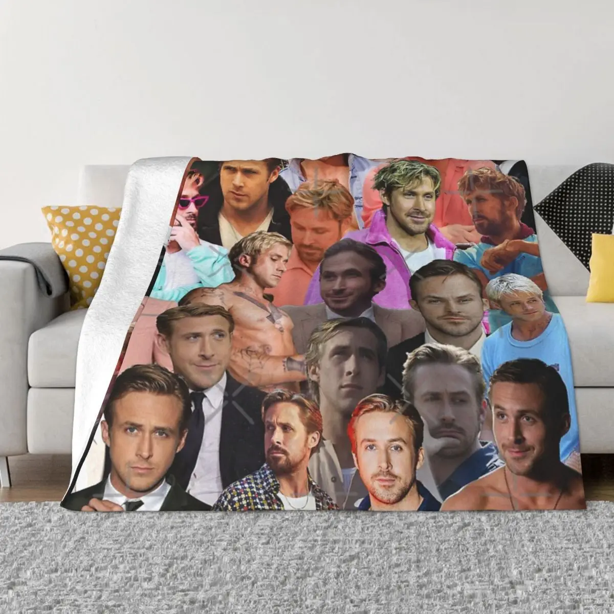 Ryan Gosling Photo Collage Anime Bedroom Winter Blankets Blankets And Throws Throw Blanket