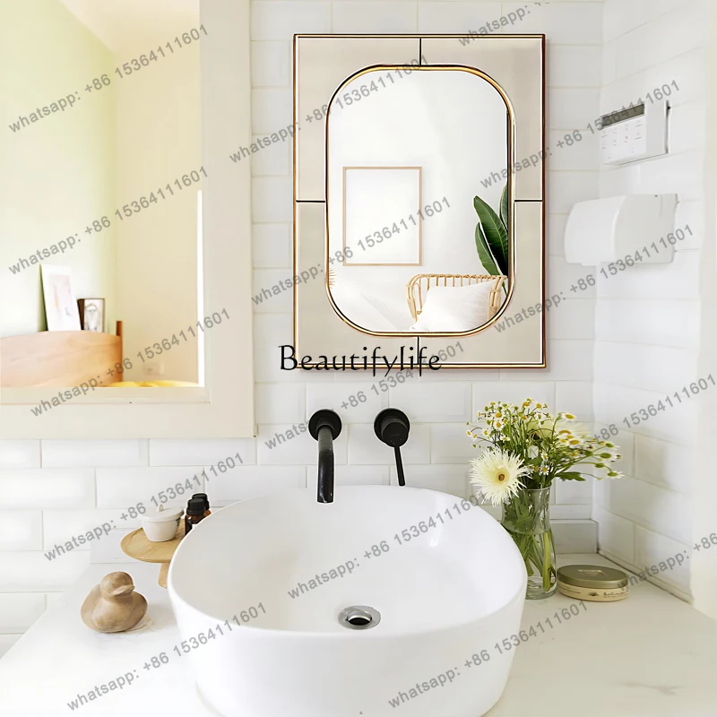 JJLight luxury square cosmetic mirror with lamp wall-mounted entrance decorative mirror European style