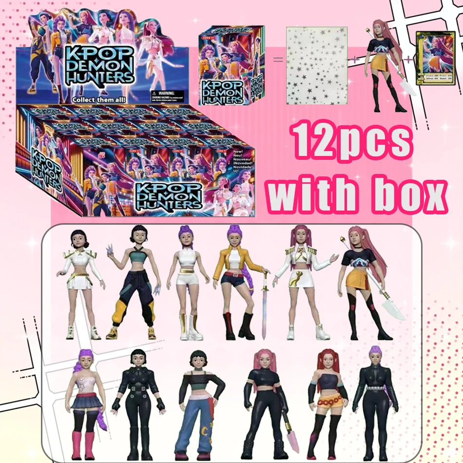 12개입 Kpop 데몬 헌터즈 블라인드 박스 미스터리 박스 컬렉션 타이거 스태츄 데스크 장식 인형 어린이 장난감 할로윈 선물