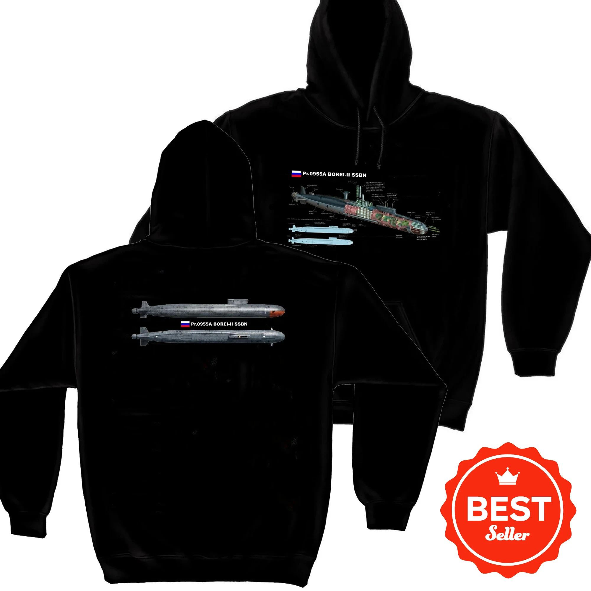 

Русский темно-синий SSBN Borei Class с ядерным питанием подводной лодкой, пуловер с капюшоном, 100% хлопок, удобные повседневные мужские толстовки